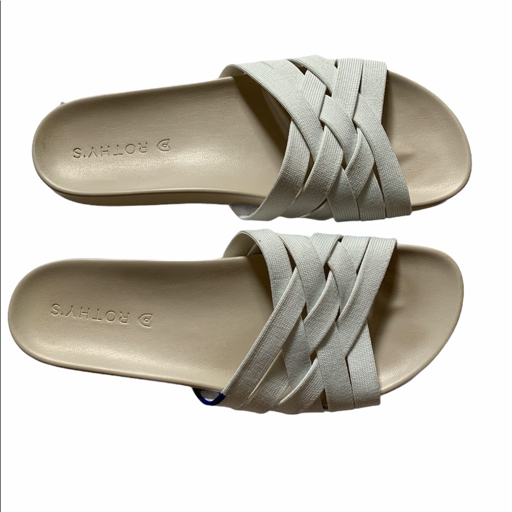 Rothy’s woven slip on slides white